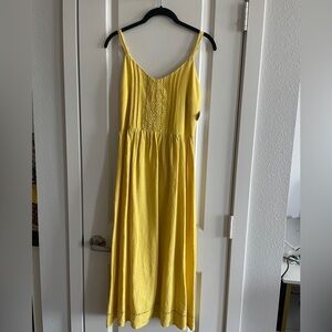 Old Navy Yellow Midi Dress with Lace Accents